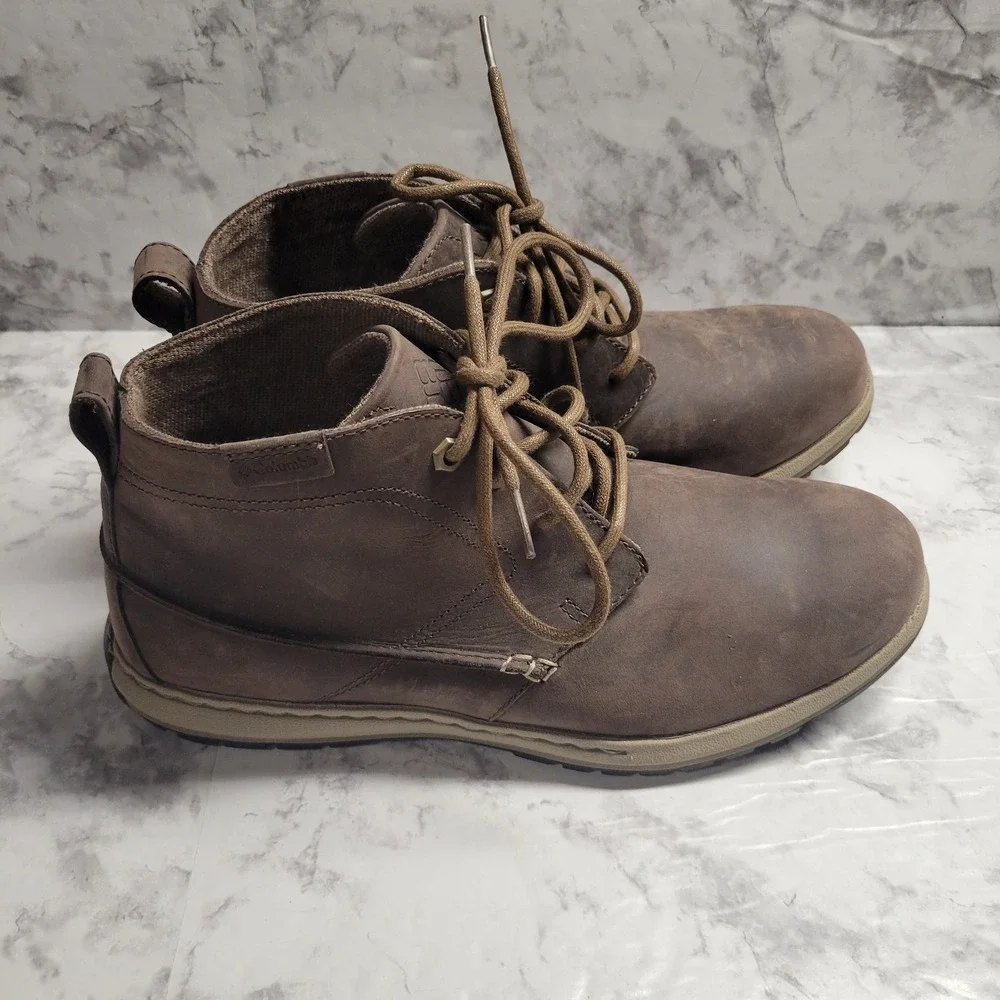 Columbia Redmond Brown Leather Chukka‎ Boots Mens Lace Up Mid Top Hiking Shoes 9